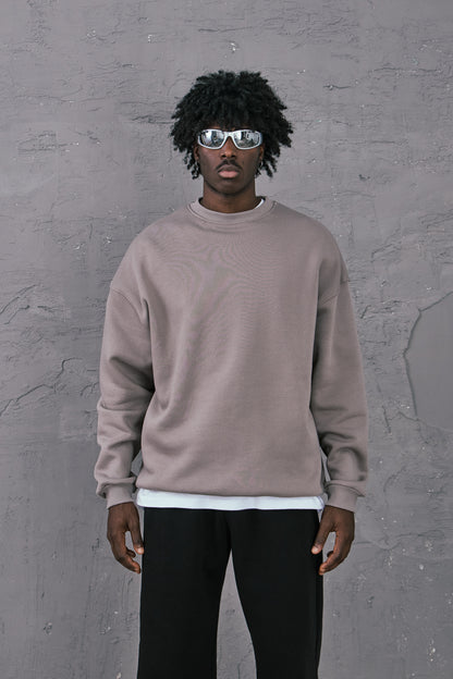 Taupe Basic Oversize Sweatshirt - S102