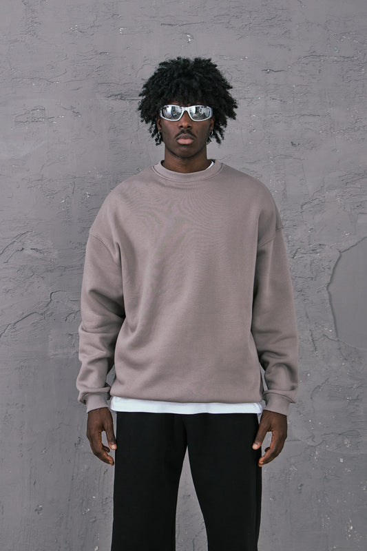 Taupe Basic Oversize Sweatshirt - S102