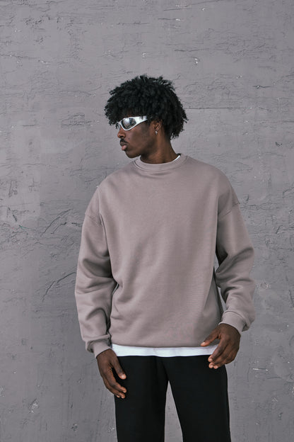 Taupe Basic Oversize Sweatshirt - S102