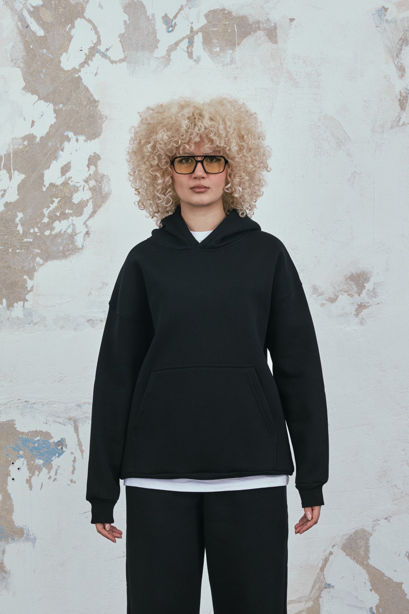 Siyah Basic Oversize Hoodie - H101