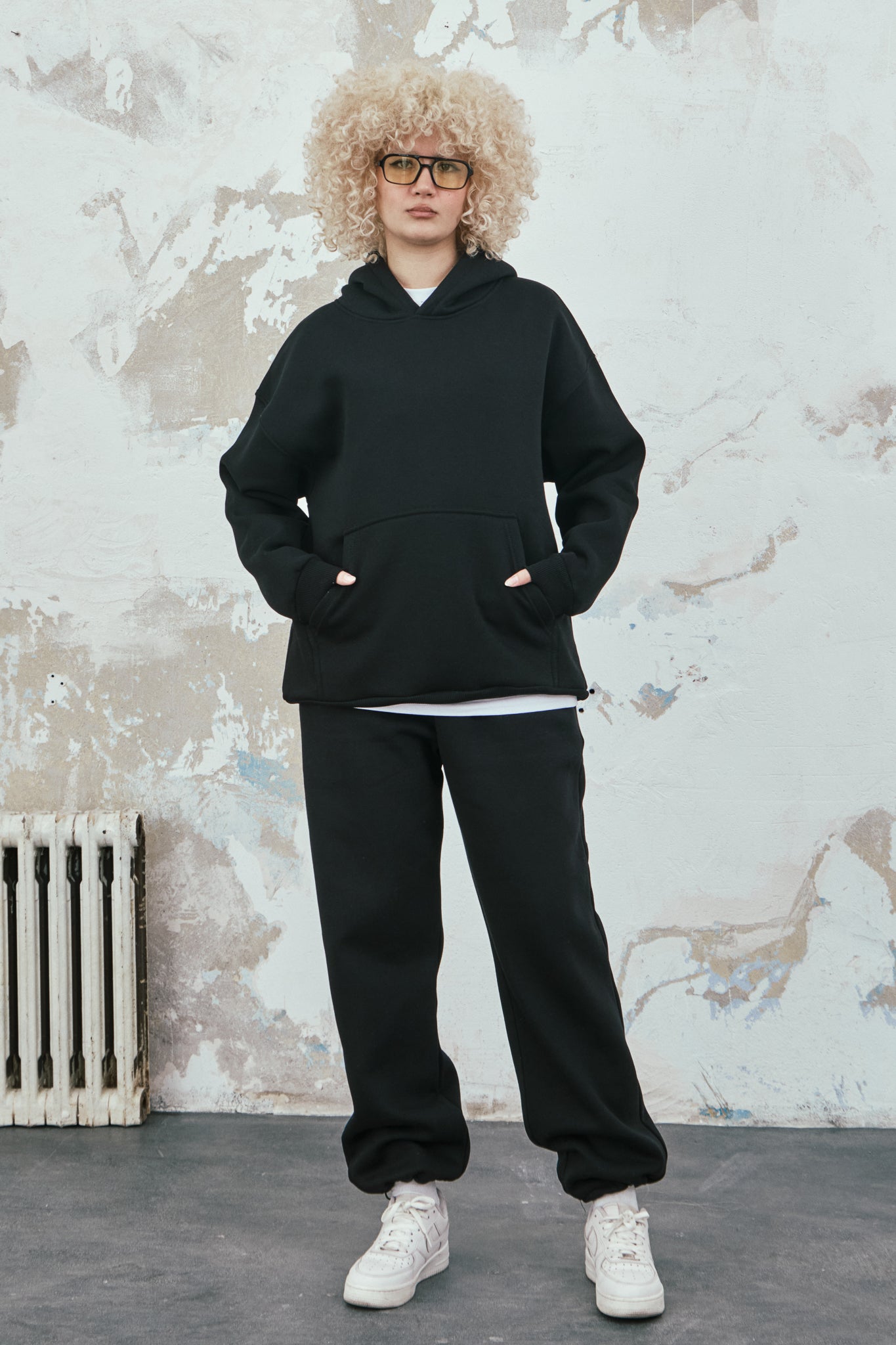 Siyah Basic Oversize Hoodie - H101