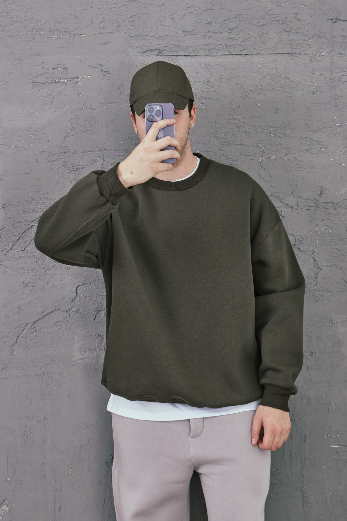 Haki Basic Oversize Sweatshirt - S104